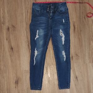 Trendy Distressed Blue Women's Skinny Jeans